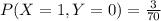 P(X=1,Y=0)=\frac{3}{70}