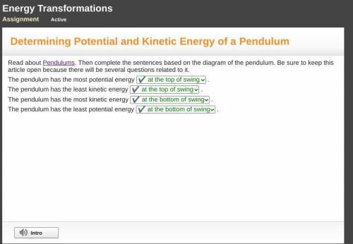 Read about pendulums. then complete the sentences based on the diagram of the pendulum. be sure to k