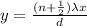 y = \frac{(n + \frac{1}{2})\lambda x}{d}