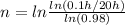 n=ln\frac{ln(0.1h/20h)}{ln(0.98)}