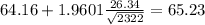 64.16 + 1.9601 \frac{26.34}{\sqrt{2322}}=65.23
