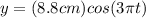 y = (8.8 cm) cos(3\pi t)