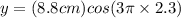 y = (8.8 cm) cos(3\pi \times 2.3)