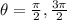 \theta =  \frac{\pi}{2} ,\frac{3\pi}{2}