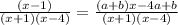 \frac{(x-1)}{(x+1)(x-4)}=\frac{(a+b) x-4 a+b}{(x+1)(x-4)}