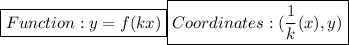 \boxed{Function: y = f(kx)} \boxed{Coordinates: (\frac{1}{k}(x), y)}