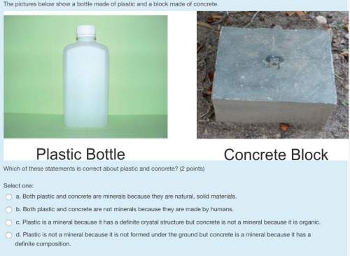 The pictures below show a bottle made of plastic and a block made of concrete.
