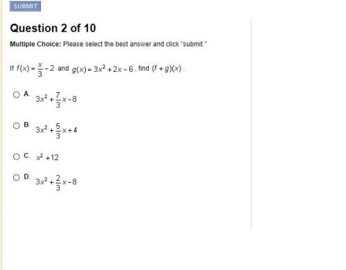() if f(x)=x/3-2 and g(x)=3x^2+2x-6 , find (f+g)(x)