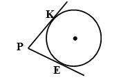 Given: pk and pe tangents m∠kpe = 60°, 2kp = pe +1 find: ek