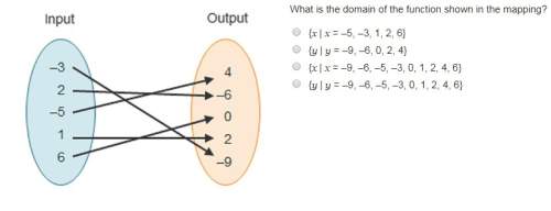 What is the domain of the function shown in the mapping? i n c l u d e s picture {x | x = –5, –3,