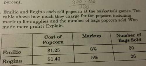 Emilio and regina each sell popcorn at the basketball games