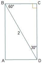 The diagonal of rectangle abcd measures 2 inches in length.what is the length of line segment ab? 1