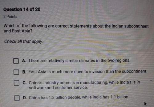 Which of the following are connected statements about india subcontinent and east asia