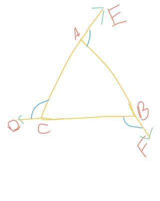 Give answer fast.if sides bc,ca,ab of triangle abc are produced in order to form exterior angles acd