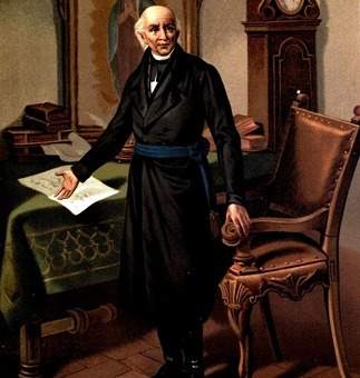 The man in the picture, padre miguel hidalgo, is noted for stopping the rebellion in a town called d