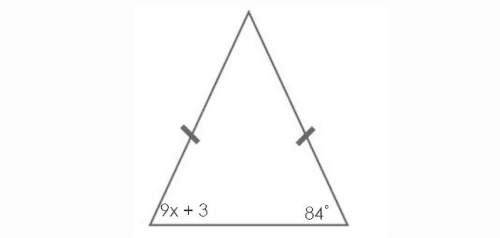 In the triangle below, find x a. 10.3 b. 9.6 c. 84 d. 9