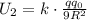 U_2=k\cdot \frac{qq_0}{9R^2}