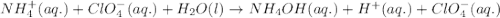 NH_4^+(aq.)+ClO_4^-(aq.)+H_2O(l)\rightarrow NH_4OH(aq.)+H^+(aq.)+ClO_4^-(aq.)