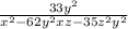 \frac{33y^2}{x^2-62y^2xz-35z^2y^2}