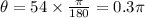 \theta=54\times \frac{\pi}{180}=0.3\pi