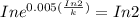 Ine^{0.005(\frac{In2}{k})}=In2