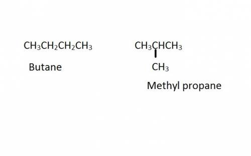 The isomers butane and methylpropane have(1) the same molecular formula and the same properties (2)