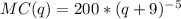 MC(q) = 200*(q+9)^{-5}