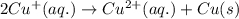 2Cu^+(aq.)\rightarrow Cu^{2+}(aq.)+Cu(s)