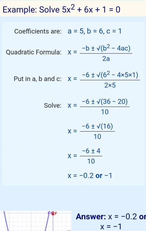 Can someone  write me a quadratic equation then explain on how they got their answer? ?
