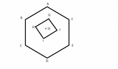 Square ghij shares a common center with regular hexagon abcdef on a coordinate plane. ab is parallel