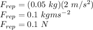 F_{rep}=(0.05\ kg)(2\ m/s^2)\\F_{rep}=0.1\ kgms^{-2}\\F_{rep}=0.1\ N