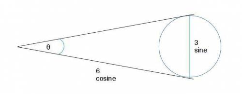 Find the angular size of a circular object with a 3-inch diameter viewed from a distance of 6 yards.