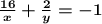 \boldsymbol{\frac{16}{x}+\frac{2}{y}=-1}