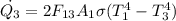 \dot{Q_3} = 2F_{13}A_1 \sigma (T_1^4-T_3^4)