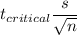 t_{critical}\displaystyle\frac{s}{\sqrt{n}}