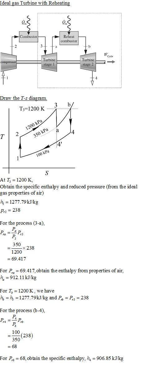 Problem 9.49:  air enters the turbine of a gas turbine at 1200 kpa, 1200 k, and expands to 100 kpa i