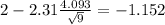 2-2.31\frac{4.093}{\sqrt{9}}=-1.152