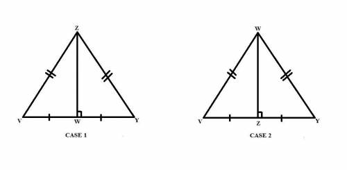 If wz is the perpendicular bisector of vy , what conclusion can you make? a. zy=vzb.wz=vyc.vz=wz