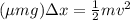 (\mu mg)\Delta x = \frac{1}{2} mv^2