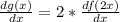 \frac{dg(x)}{dx}=2*\frac{df(2x)}{dx}