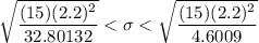 \sqrt{\dfrac{(15)(2.2)^2}{32.80132}}