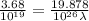 \frac{3.68}{10^{19}}=\frac{19.878}{10^{26}\lambda}