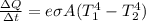 \frac{\Delta Q}{\Delta t} = e\sigma A(T_1^4-T_2^4)