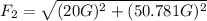 F_2=\sqrt{(20G)^2+(50.781G)^2}