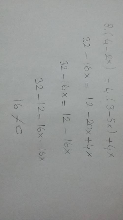 Me solve this problem !  8(4-2x)=4(3-5x)+4x