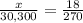 \frac{x}{30,300}=\frac{18}{270}