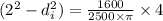 (2^{2}-d_i^{2})=\frac {1600}{2500\times \pi}\times 4