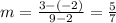 m=\frac{3-(-2)}{9-2}=\frac{5}{7}
