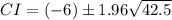 CI=\left(-6\right)\pm 1.96\sqrt{42.5}