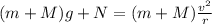 (m+M)g+N=(m+M)\frac{v^2}{r}